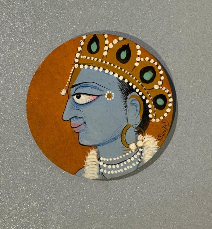 Basohli Magnet: Crowned Krishna (Rust)