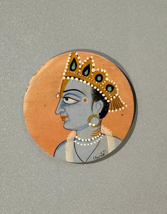 Basohli Magnet: Crowned Krishna (Earthy)