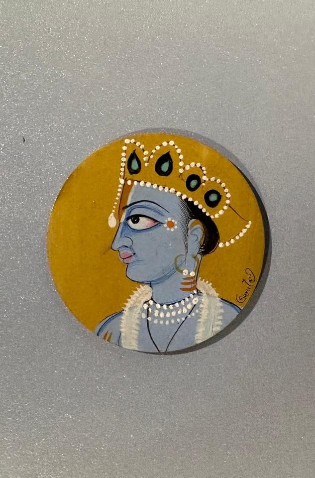 Basohli Magnet: Crowned Krishna (Ochre)