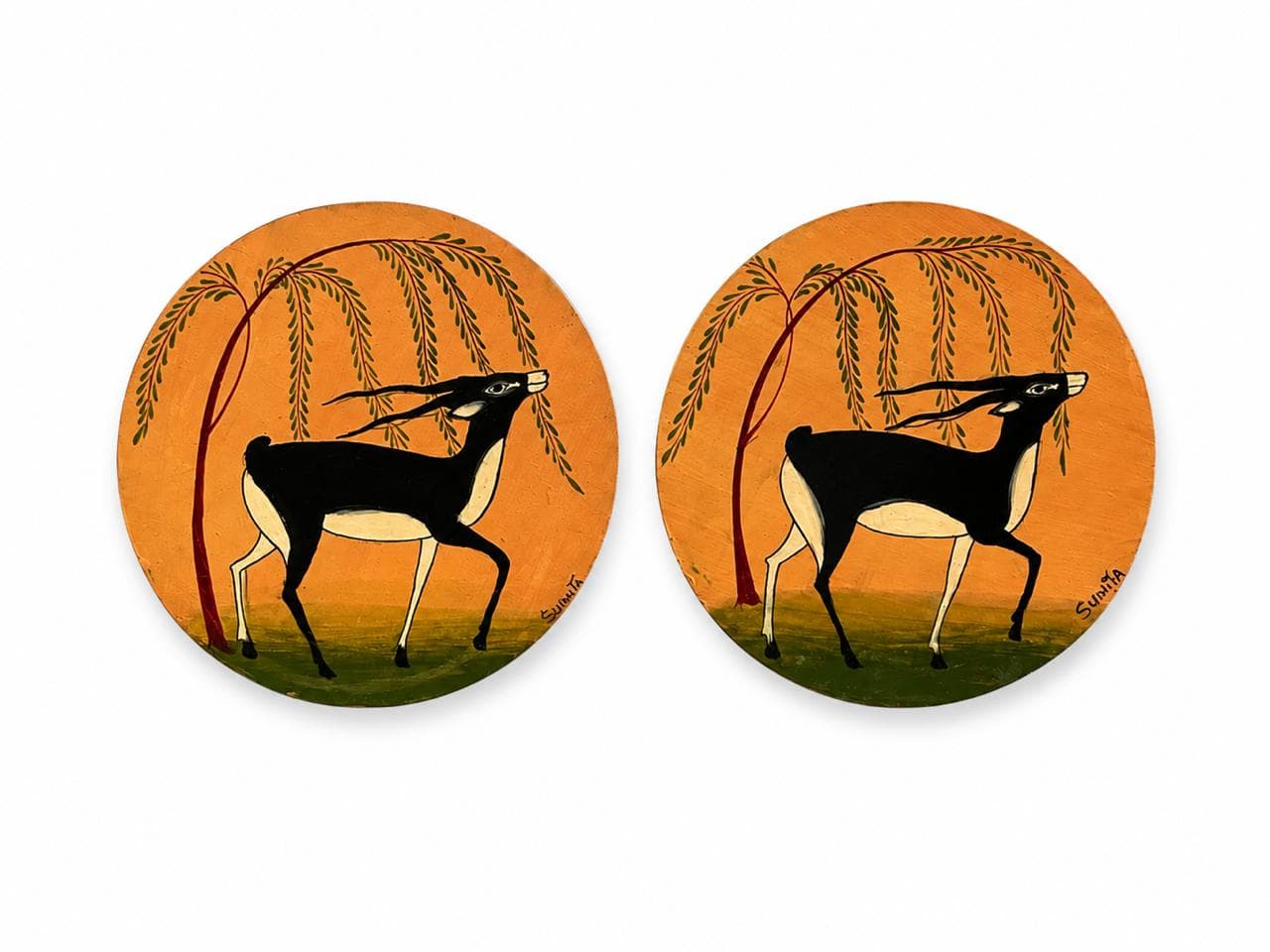 Handpainted Deer Coaster Set