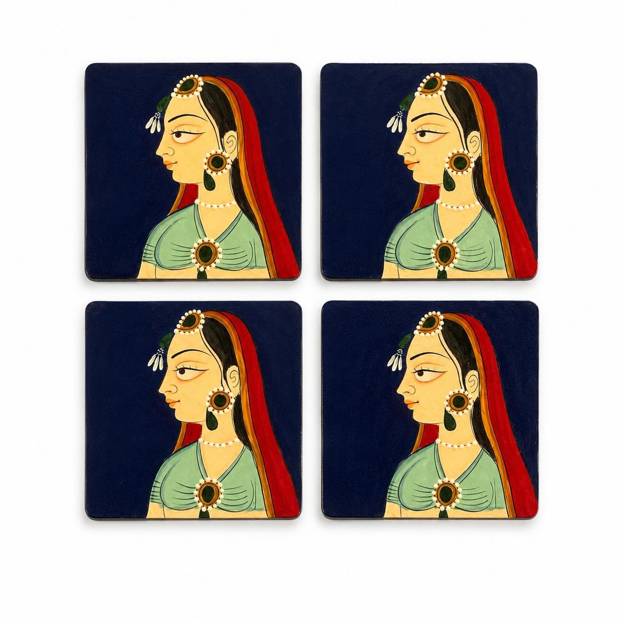 Handpainted Maiden Coaster Set