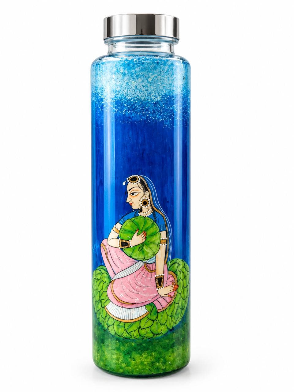 Blue Nayika Handpainted Bottle