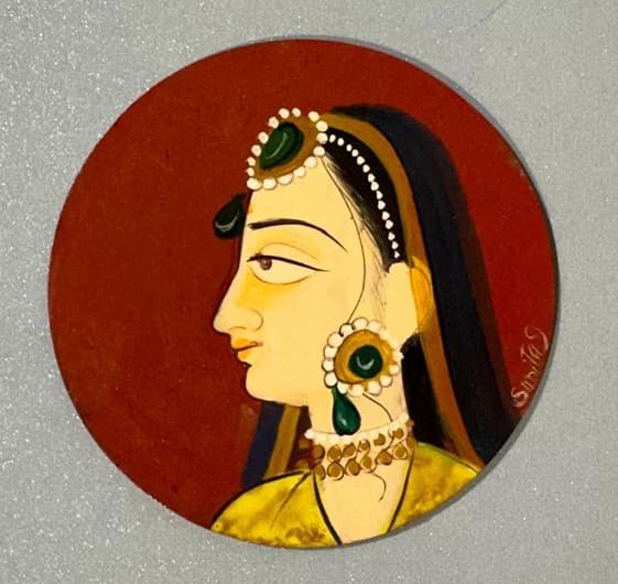Basohli Coaster Set: Crimson Profiles (Set of 4)
