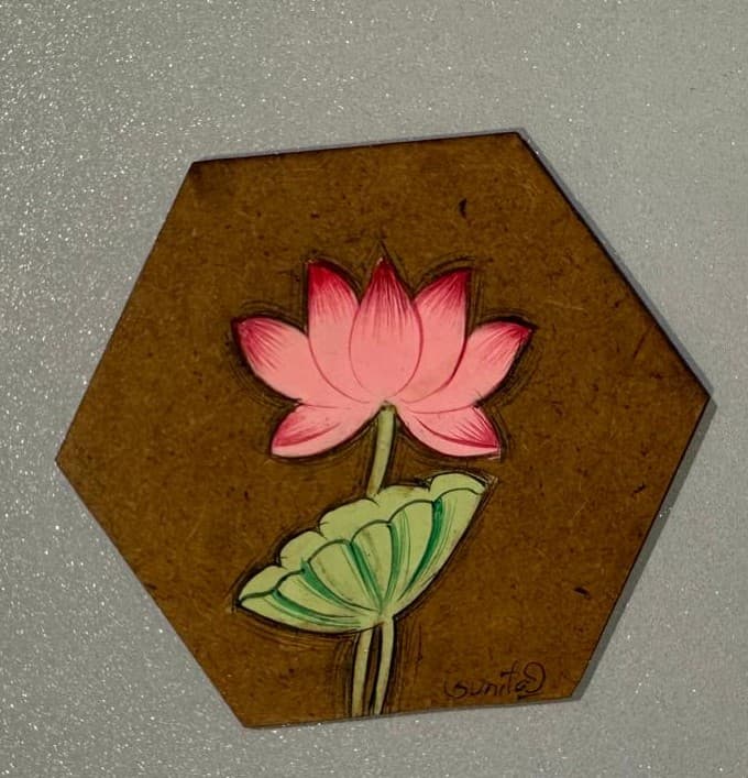Basohli Coaster Set: Earth Lotus (Set of 4)