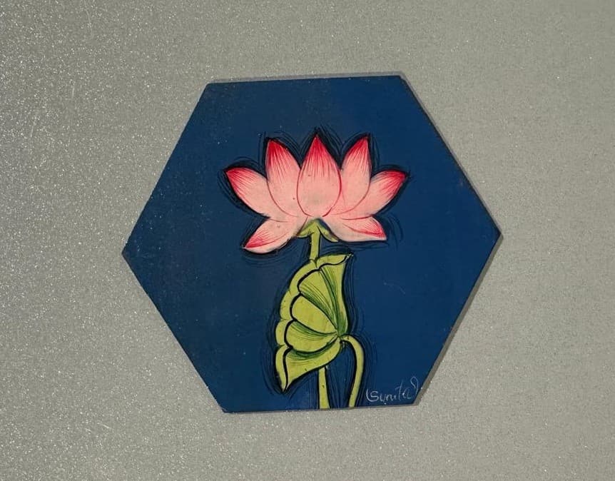 Basohli Coaster Set: Sapphire Lotus (Set of 4)