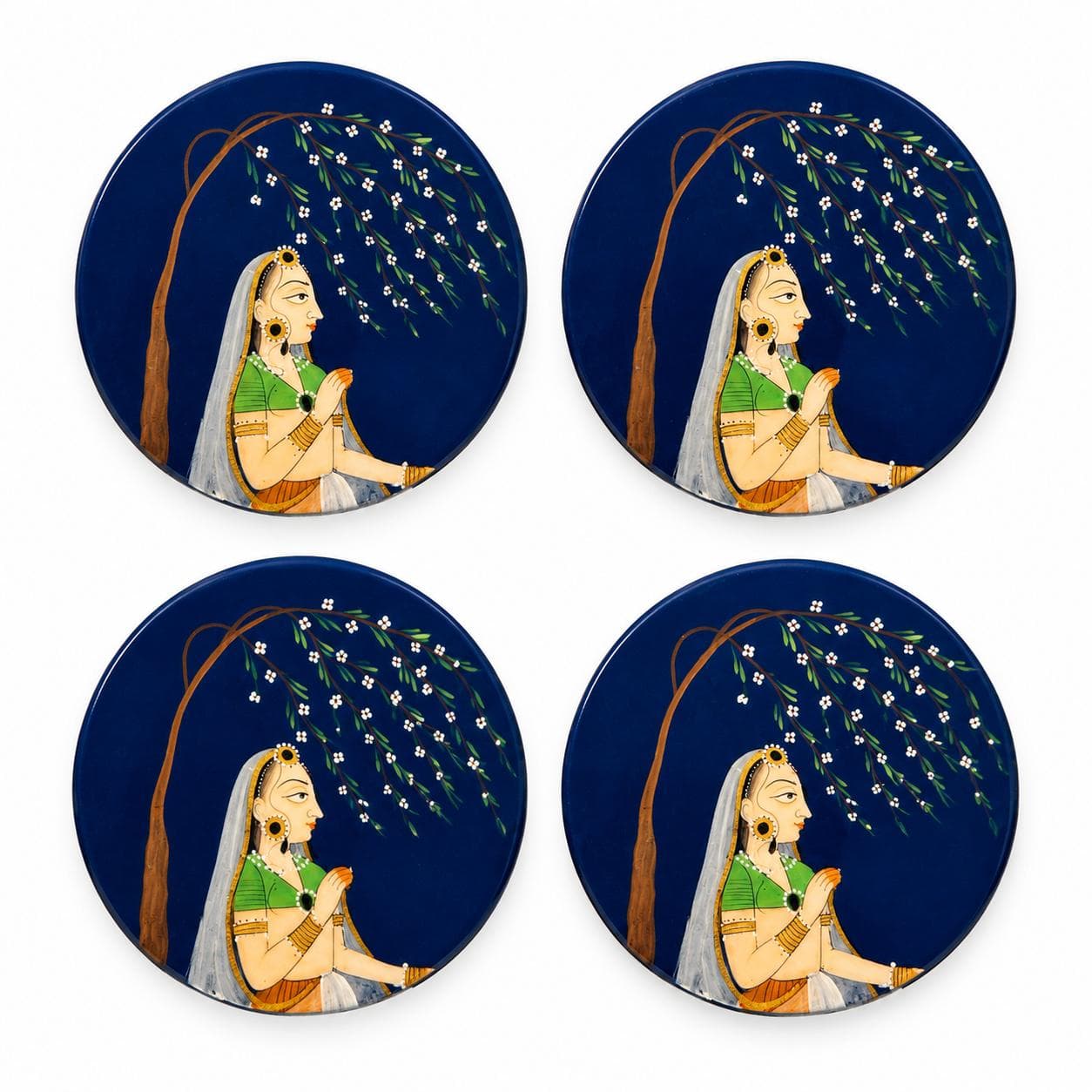 Blue Willow Nayika Round Coasters View 2