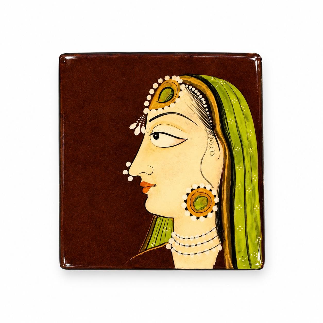Brown Nayika Profile Square Coasters