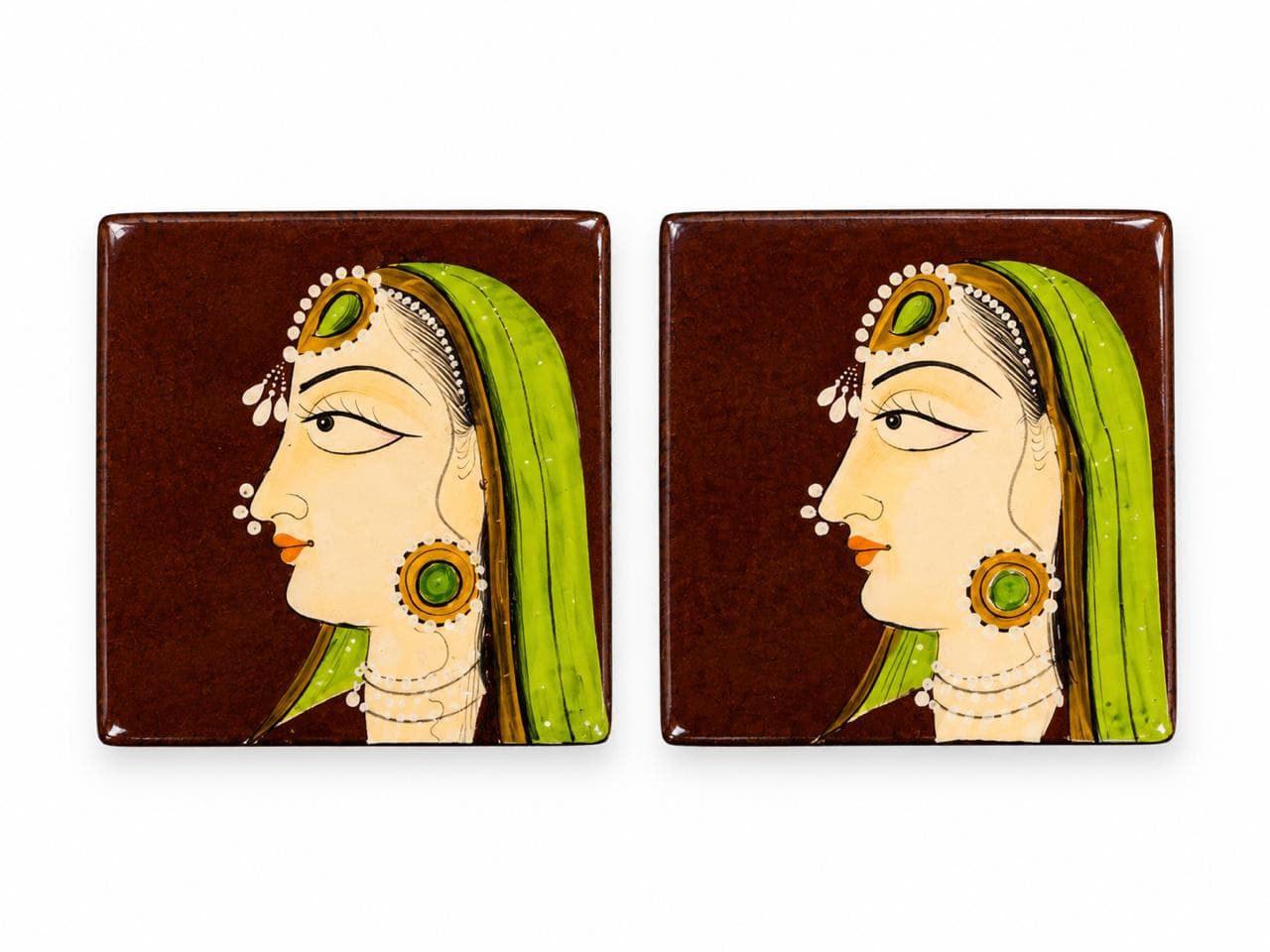 Brown Nayika Profile Square Coasters View 2