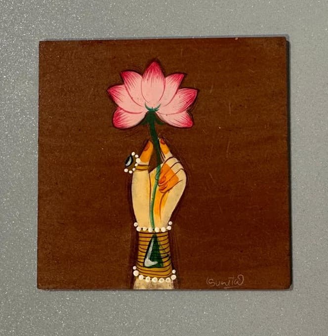 Basohli Coaster Set: The Lotus Hand (Set of 4)