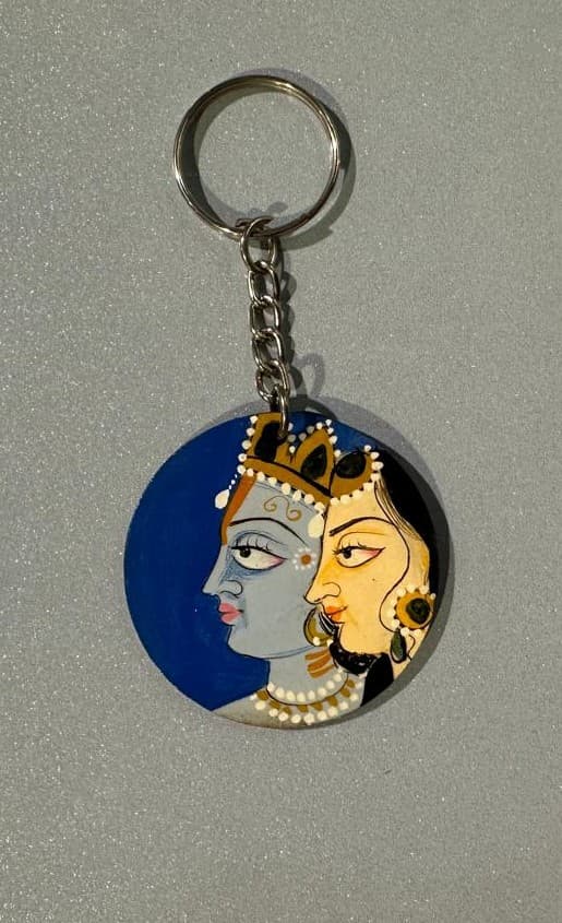 Basohli Keychain: Divine Pair (Blue)