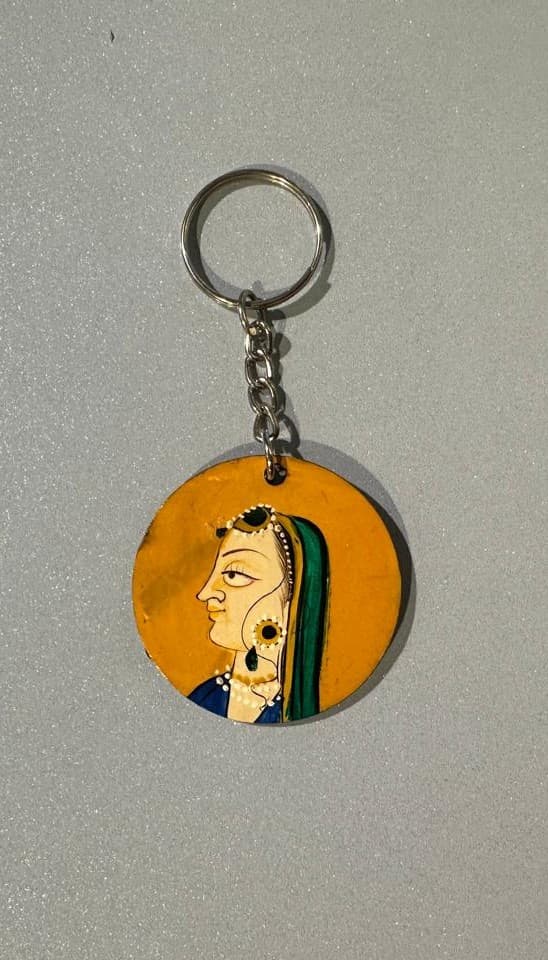 Basohli Keychain: Nayika in Ochre