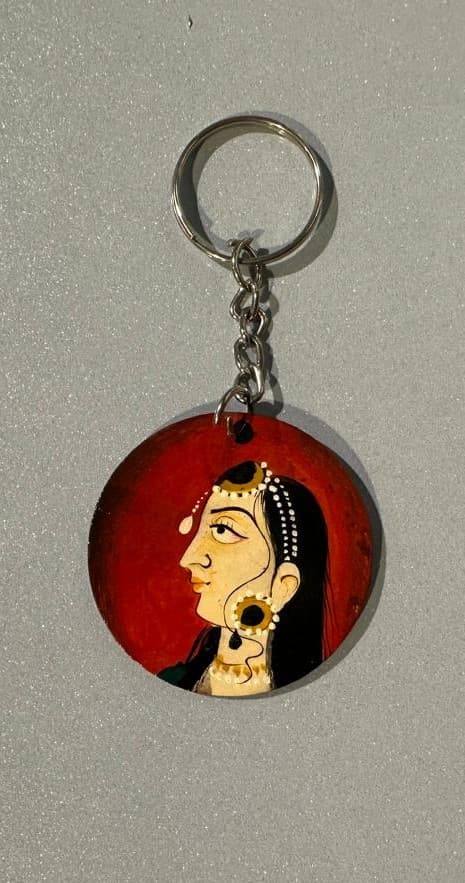 Basohli Keychain: Nayika in Crimson
