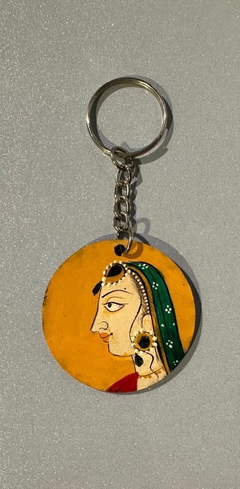 Basohli Keychain: Nayika in Mustard