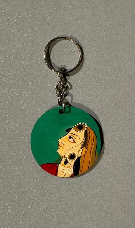 Basohli Keychain: Nayika in Green
