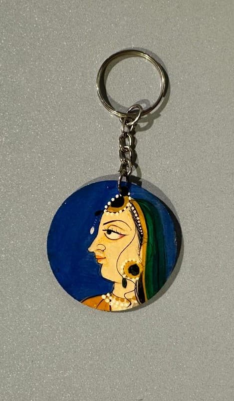 Basohli Keychain: Nayika in Sapphire