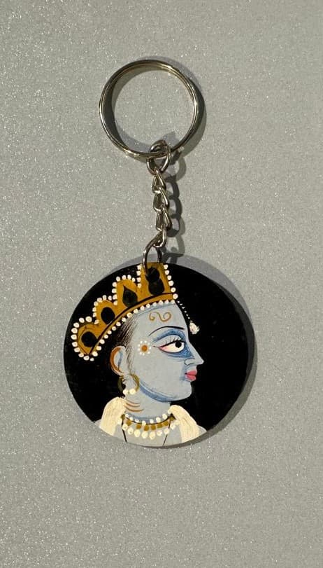 Basohli Keychain: Crowned Krishna (Black Variant)