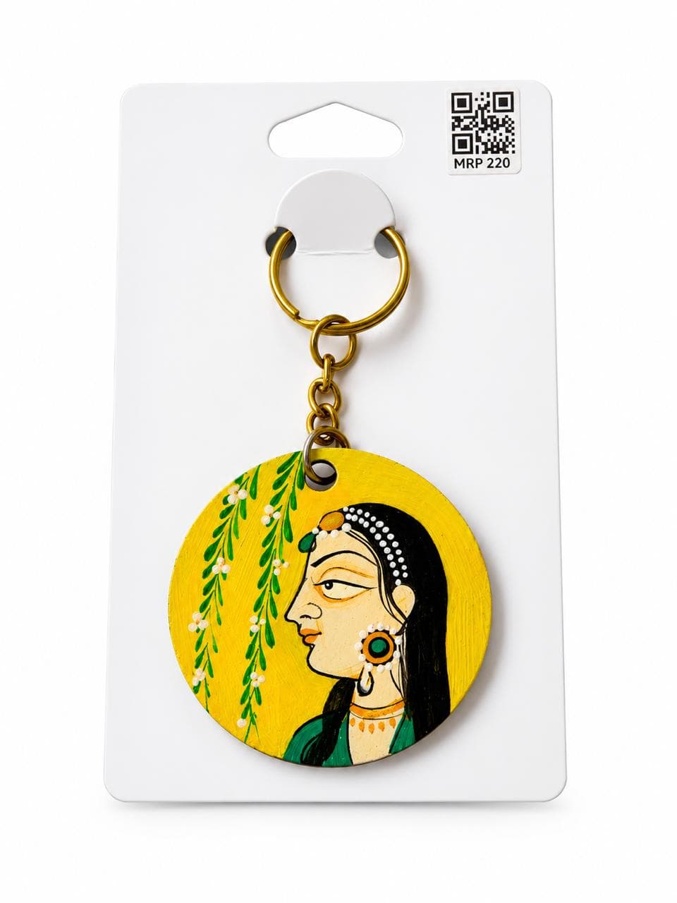 Yellow Nayika Handpainted Keychain