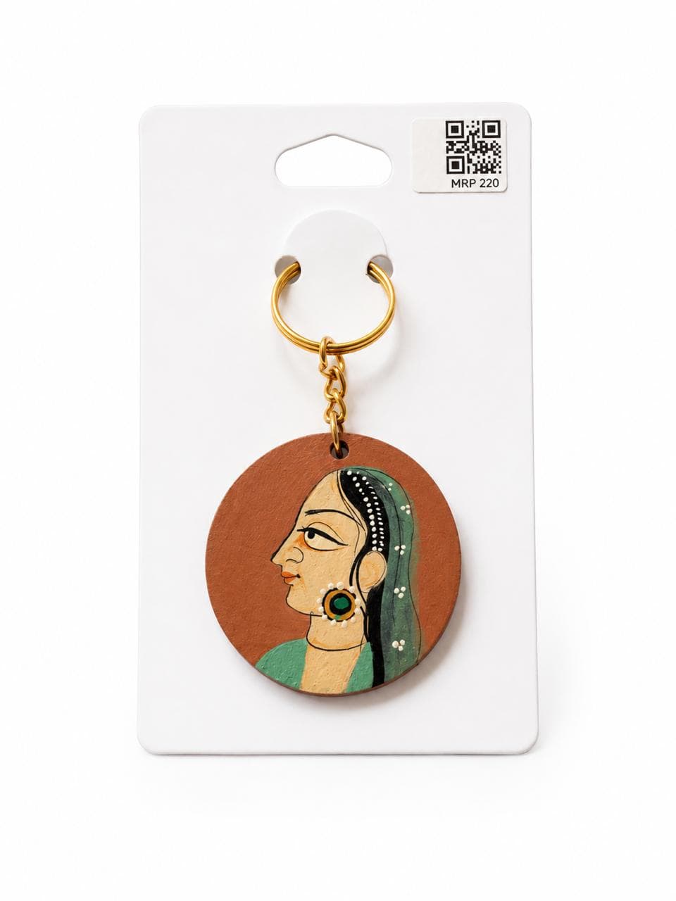 Green Veil Nayika Handpainted Keychain