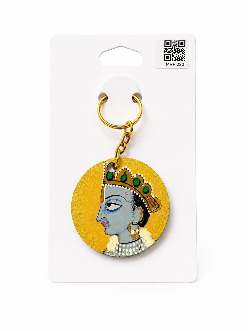 Yellow Crowned Deity Handpainted Keychain
