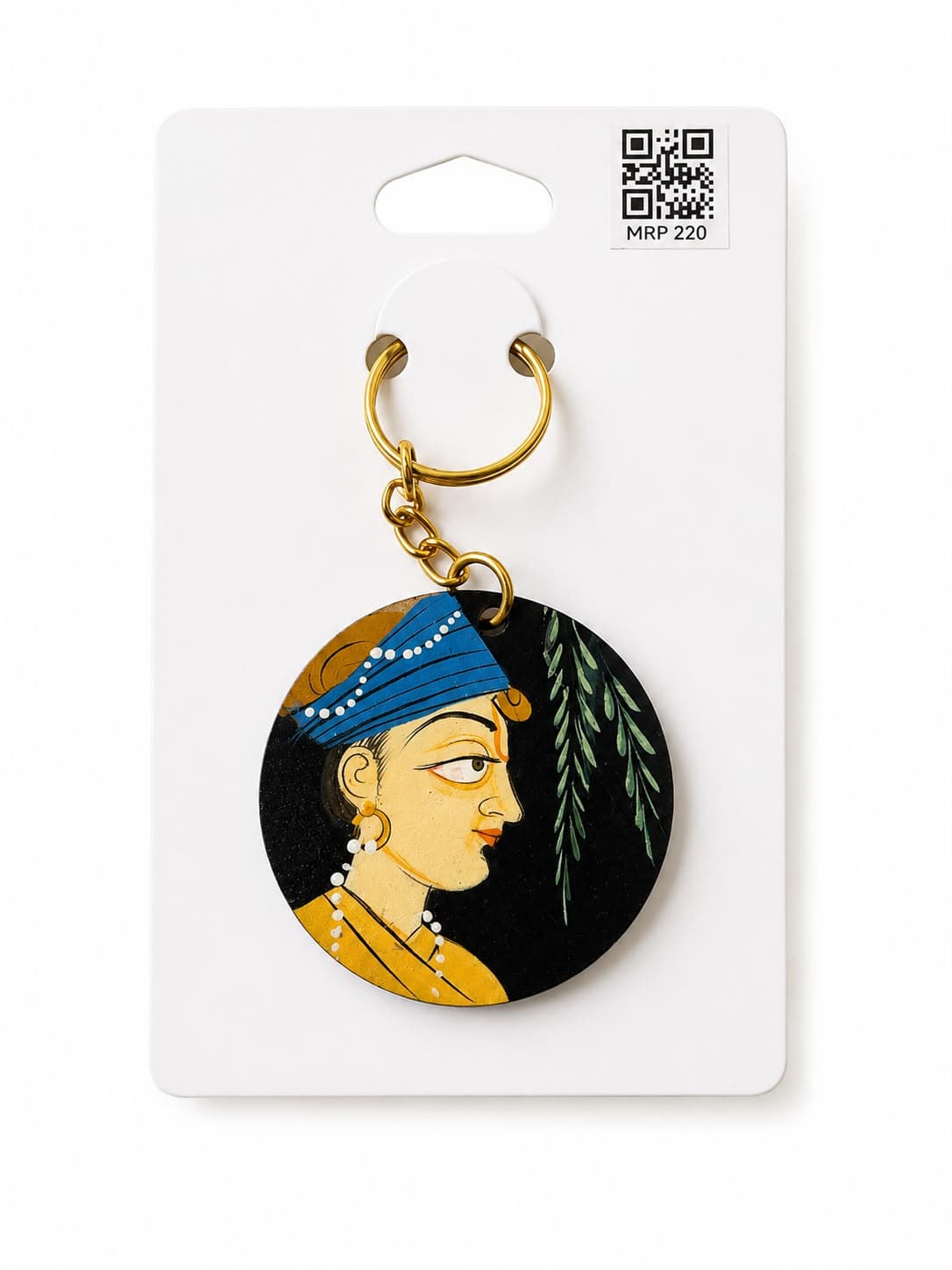Blue Turban Prince Handpainted Keychain