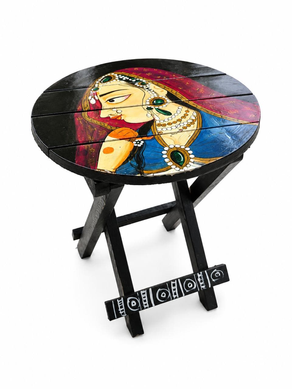 Handpainted Basohli Art Folding Table View 2